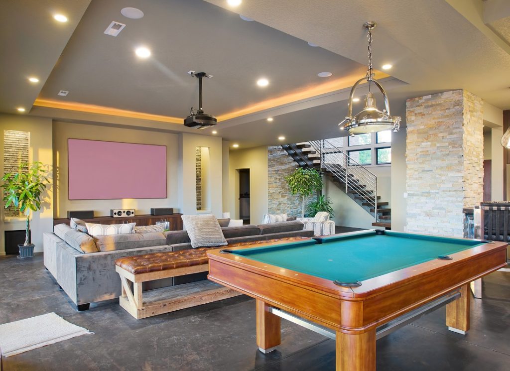 entertainment space of home with pool table